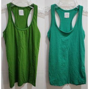 Lot of 2 Zara Trafaluc Basics Women’s Tank Tops Racerback Solid Green Size Small